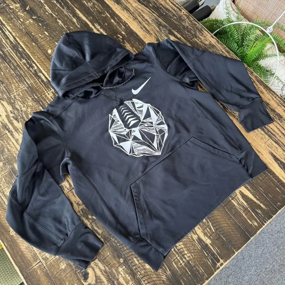 NIKE - FOOTBALL - Black Hoodie with Geometric Design - SMALL - Picture 4 of 16